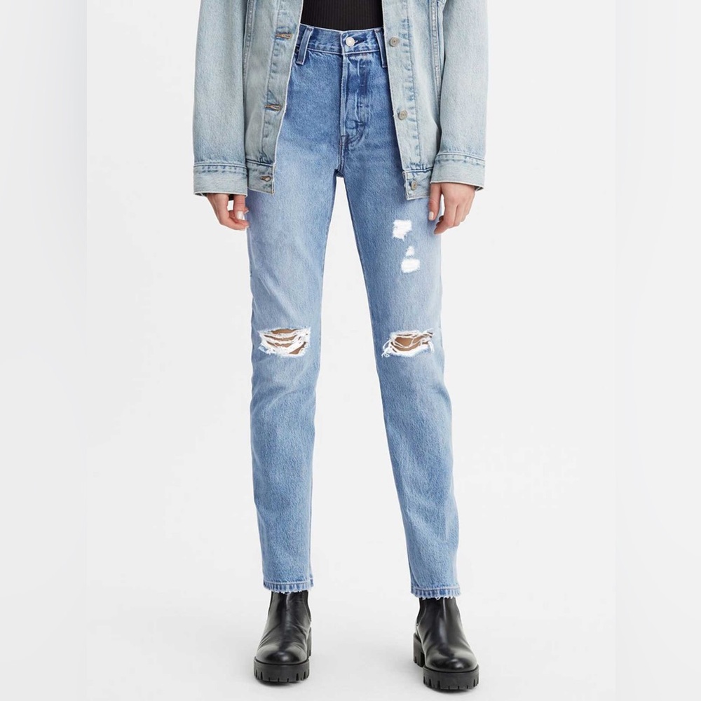 Levi's Premium Original Fit 501s Jeans Distressed Button Fly Blue‎ Size 27 x 30
